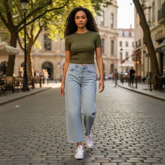 Princess Polly Denim - Princess Polly Women’s Wide Leg Jeans Raw Hem Light Wash High Rise Size 6 US 2